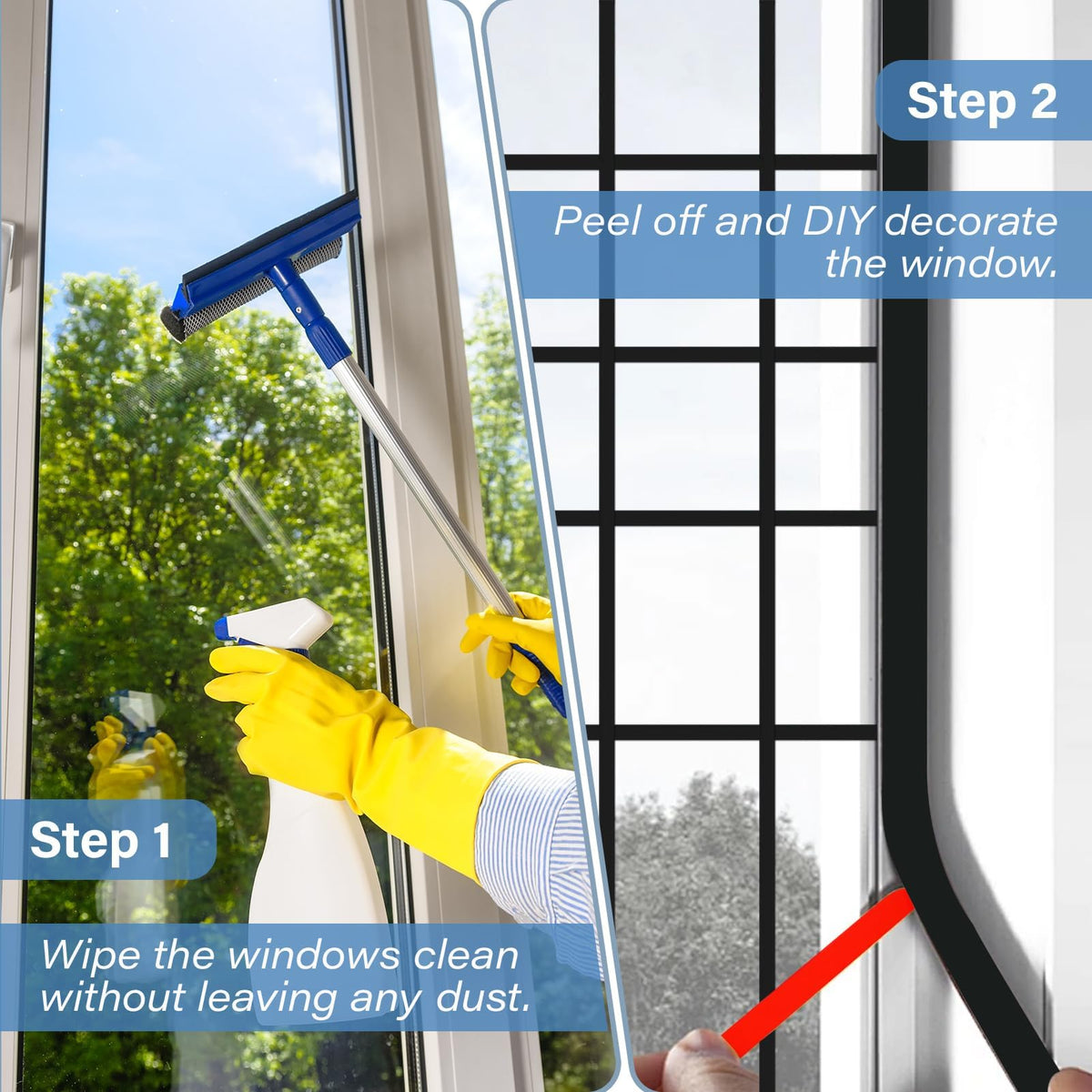 KEOHOLI 5-Piece Window Grid Kit - 32.8ft Peel & Stick Black Window Grilles