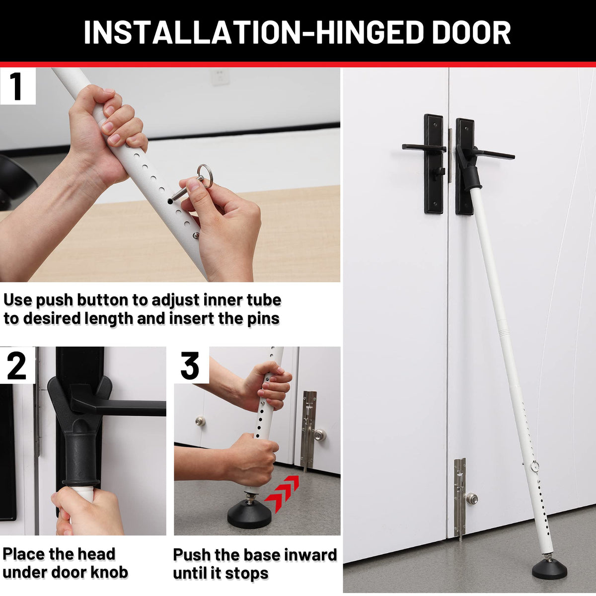 Keplrend Door Stoppers Security Bar 2 Pack – Heavy Duty Door Jammer & Adjustable Lock Bar