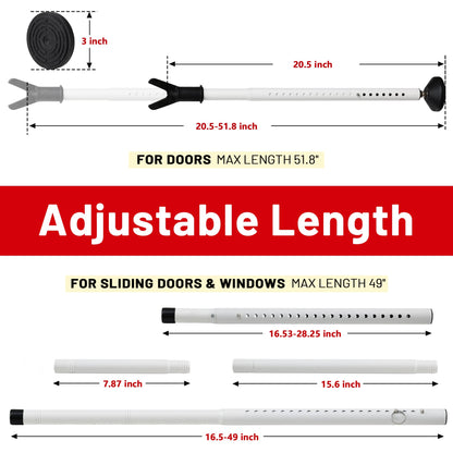 Keplrend Door Stoppers Security Bar 2 Pack – Heavy Duty Door Jammer & Adjustable Lock Bar