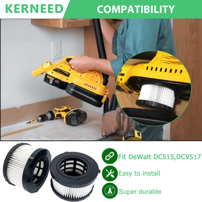 Kerneed DC5151H HEPA Filter Replacement for DeWalt DC515/DCV517 – 2 Pack