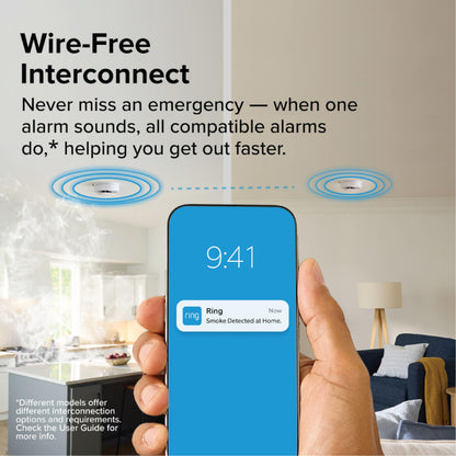 Kidde Smart Smoke & Carbon Monoxide Detector | Ring App Enabled | Wire-Free Interconnect | AA Battery Powered