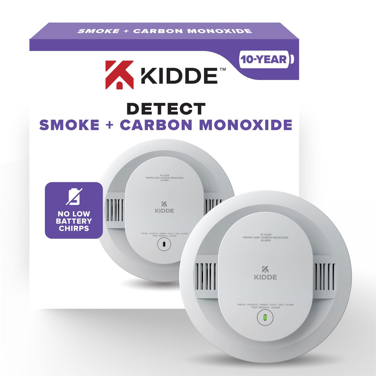 Kidde 30CUD10 Smoke & CO Detector — 10-Year Battery, 85 dB Alarm, 1 Pack