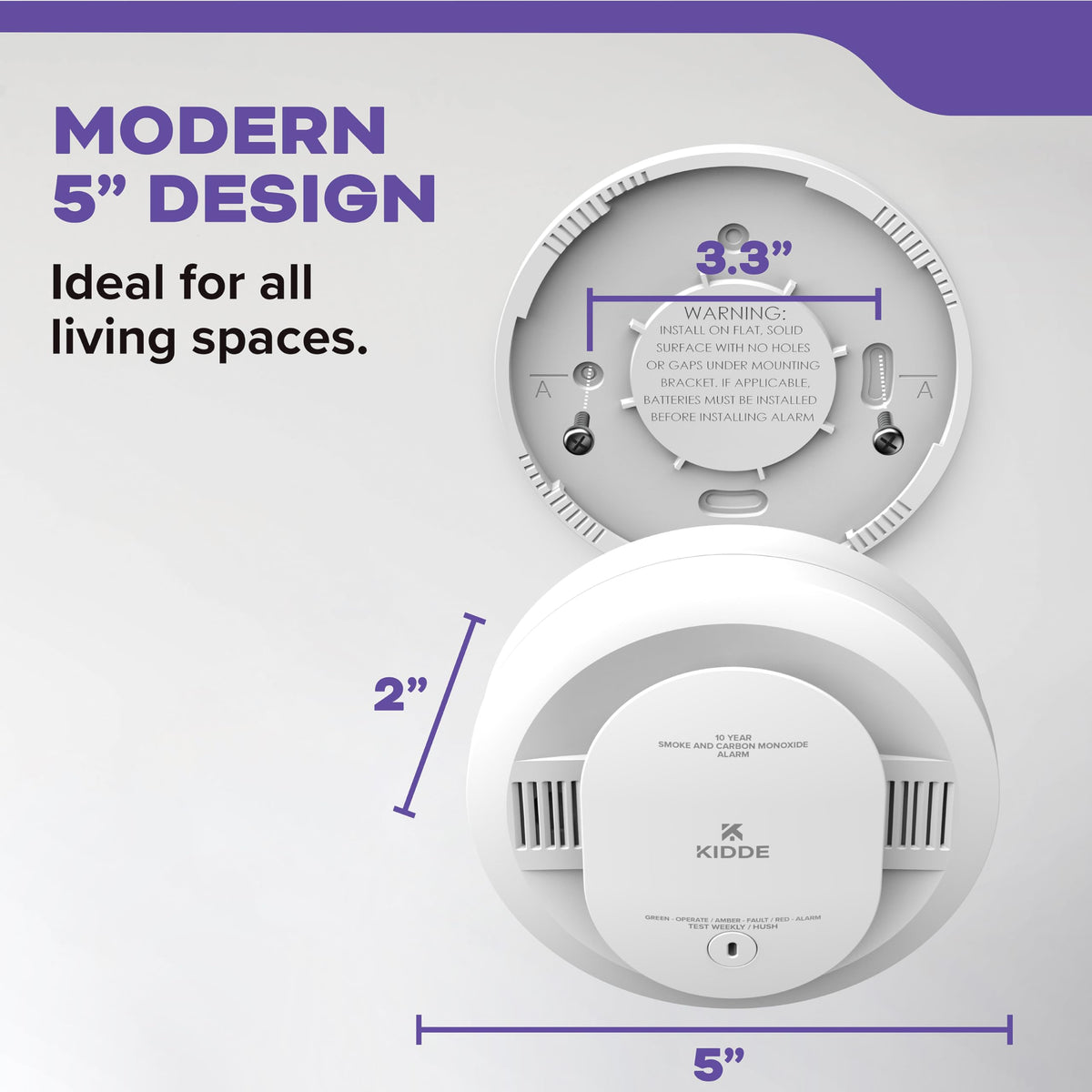 Kidde 30CUD10 2-Pack Smoke and Carbon Monoxide Detector | 10-Year Battery