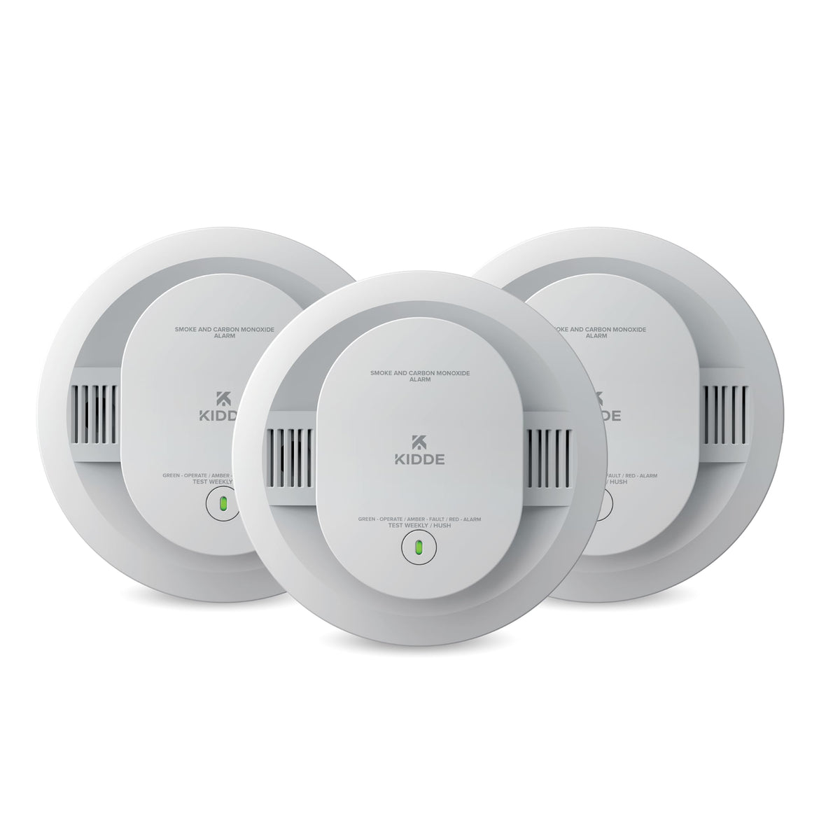 Kidde 30CUDR-V Smoke & CO Detector — AA Battery Powered, Voice Alerts, 3-Pack