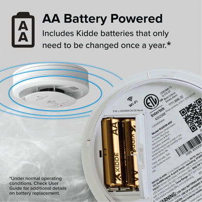 Kidde Smart Smoke & Carbon Monoxide Detector | Ring App Enabled | Wire-Free Interconnect | AA Battery Powered