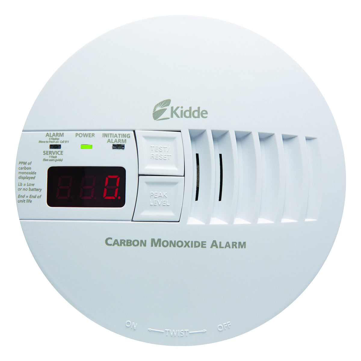 Kidde Hardwired Carbon Monoxide Detector with 9V Battery Backup & Digital LED Display – 5.75 inch Diameter