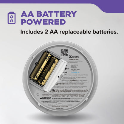 Kidde Smoke & CO Detector 2-Pack | AA Battery Powered, LED Indicators