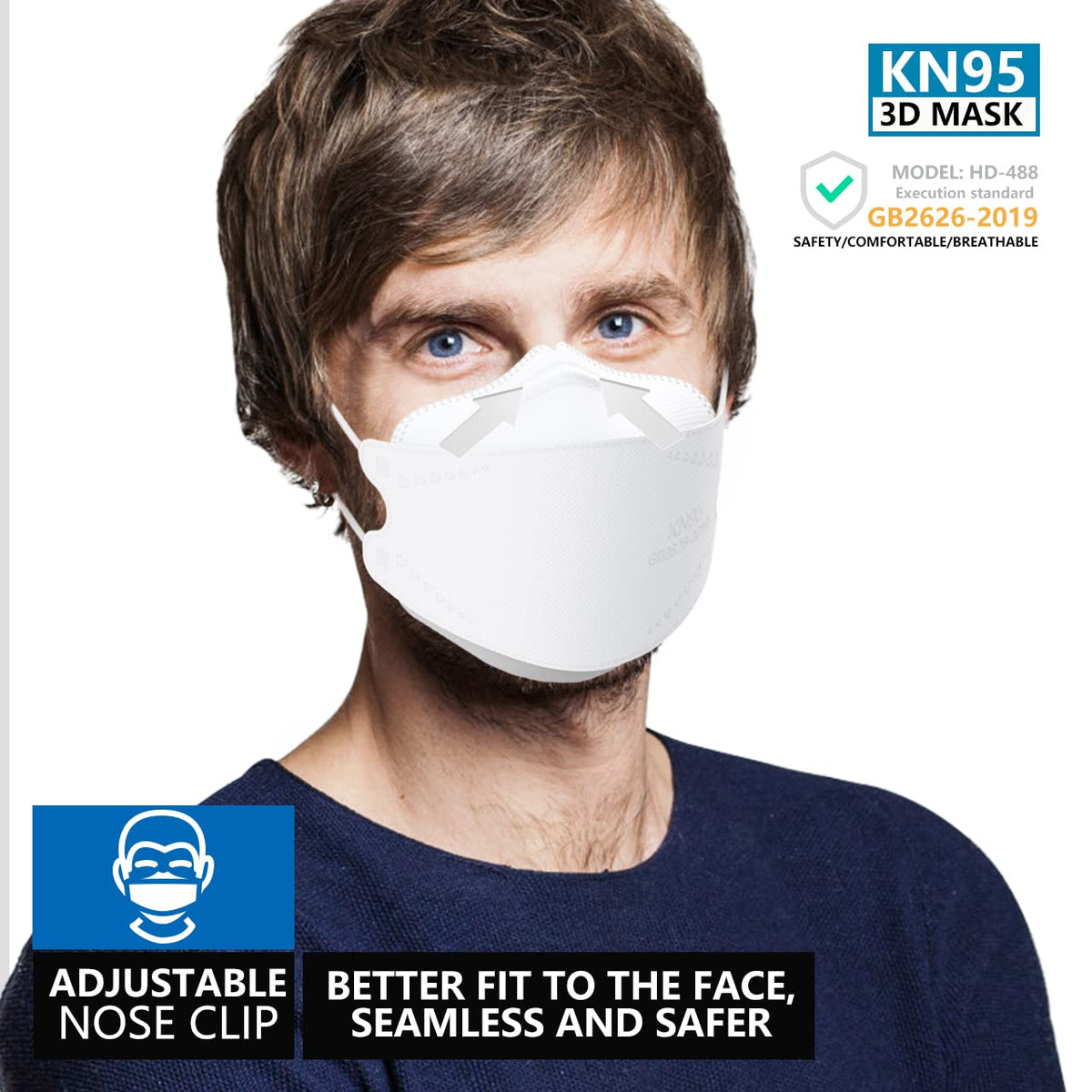 KIMARS KN95 Face Masks 50 Pack – Breathable, Comfortable, White