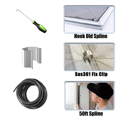 King&Charles Window Screen Door Repair Kit (48x118) – 6-in-1 DIY Screen Kit