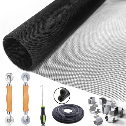 King&Charles Window Screen Door Repair Kit (48x118) – 6-in-1 DIY Screen Kit