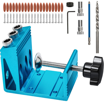 KingBaas Pocket Hole Jig Kit – 3-Hole System with 15° Drill Angle for Woodworking