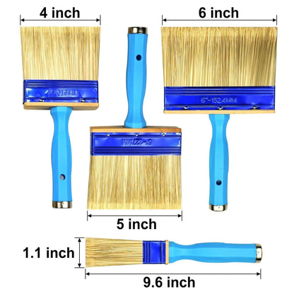 KingOrigin Deck Stain Brush Set - 3 Pack (4-inch, 5-inch, 6-inch) for Fast Coverage and Pole Compatibility