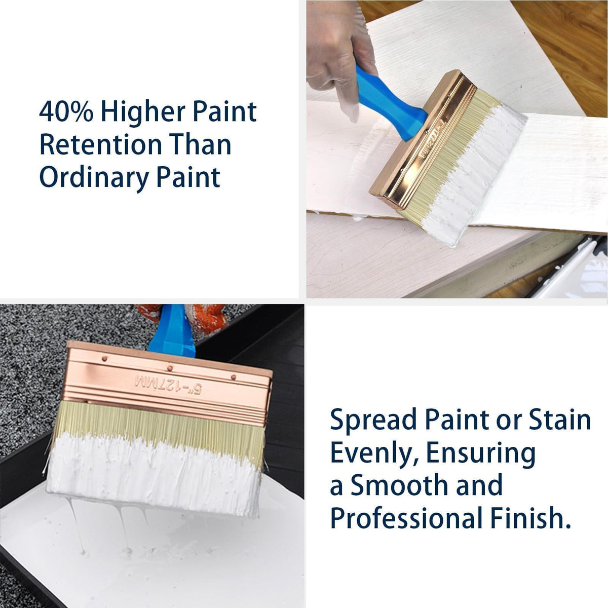 KingOrigin Deck Stain Brush Set - 3 Pack (4-inch, 5-inch, 6-inch) for Fast Coverage and Pole Compatibility