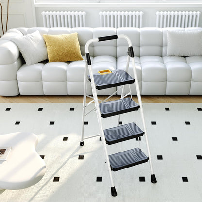 KINGRACK 4-Step Folding Ladder – 800 lbs Capacity, Non-Skid Pedals, Handrail, Safety Lock