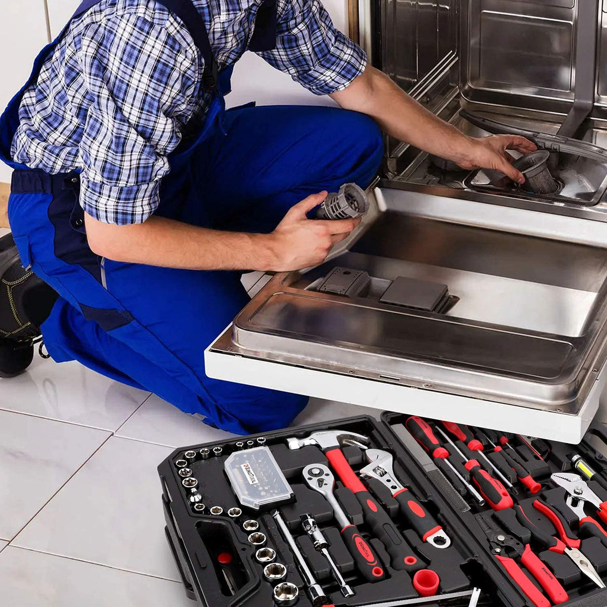 KingTool 325-Piece Home Repair Tool Kit – 1-Drawer Toolbox & Complete Wrench/Socket Set
