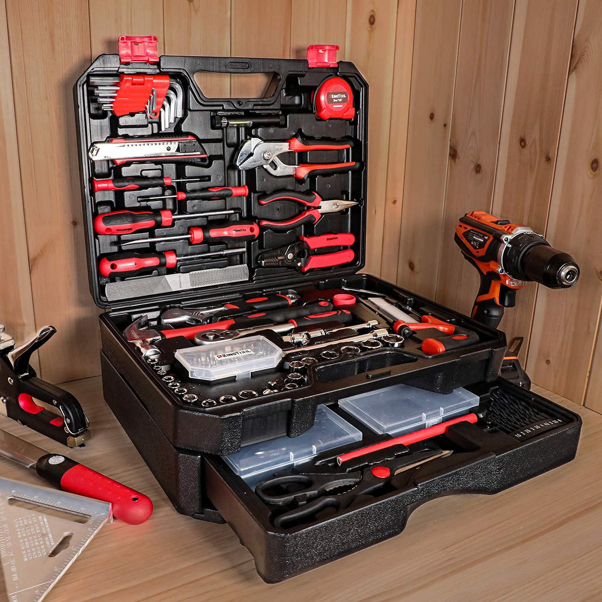 KingTool 325-Piece Home Repair Tool Kit – 1-Drawer Toolbox & Complete Wrench/Socket Set