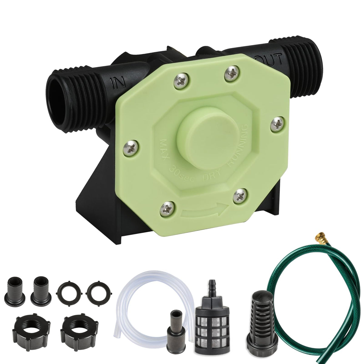 KITLUCK Hand Drill Water Transfer Pump — 750 GPH with Hose & Adapters