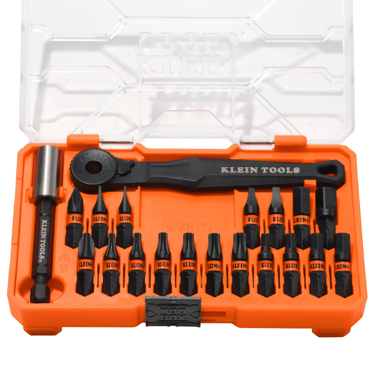 Klein Tools 32787S Slim Micro-Ratchet ProFlex Bit Set — 20-Piece, S2 Steel, MODbox Compatible