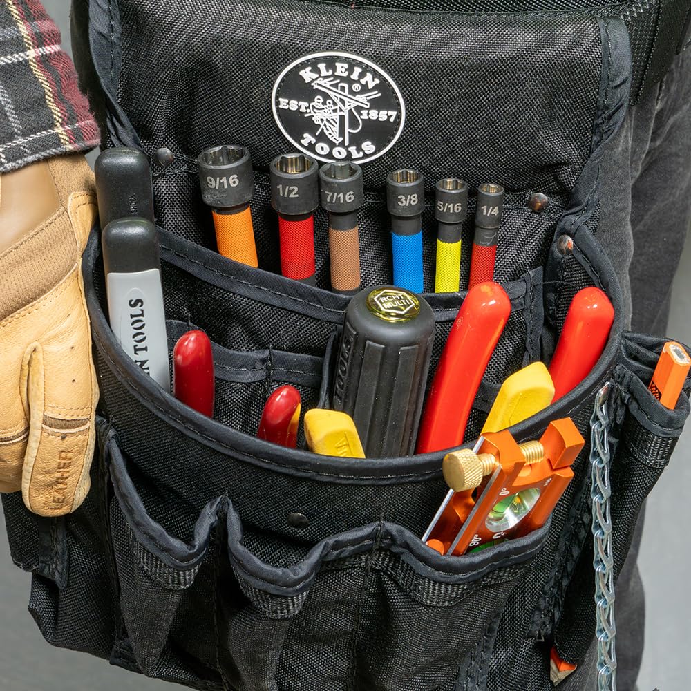 Klein Tools 32930 SAE Magnetic Impact Nut Setter Set – 6-Piece Color-Coded, Extended Reach