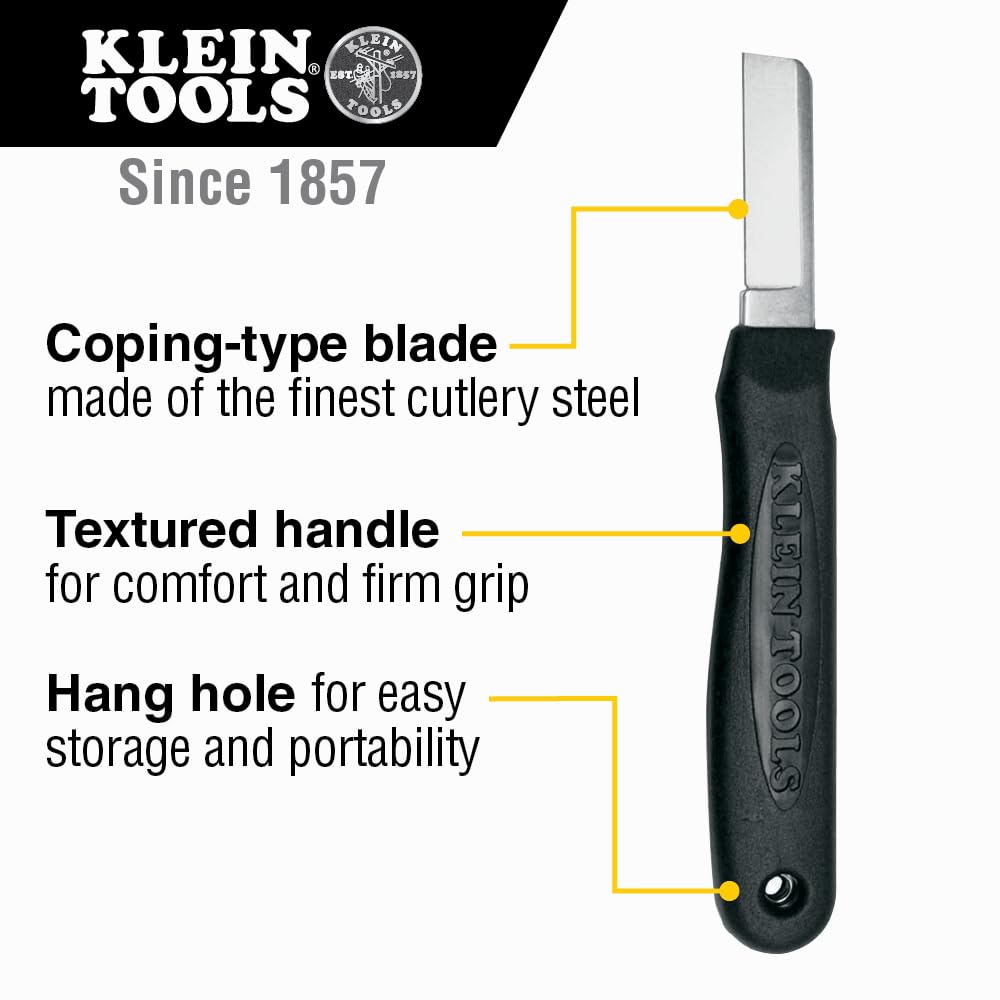 Klein Tools 44200 Cable Splicer Knife – Heavy-Duty Handle & Coping-Type Blade