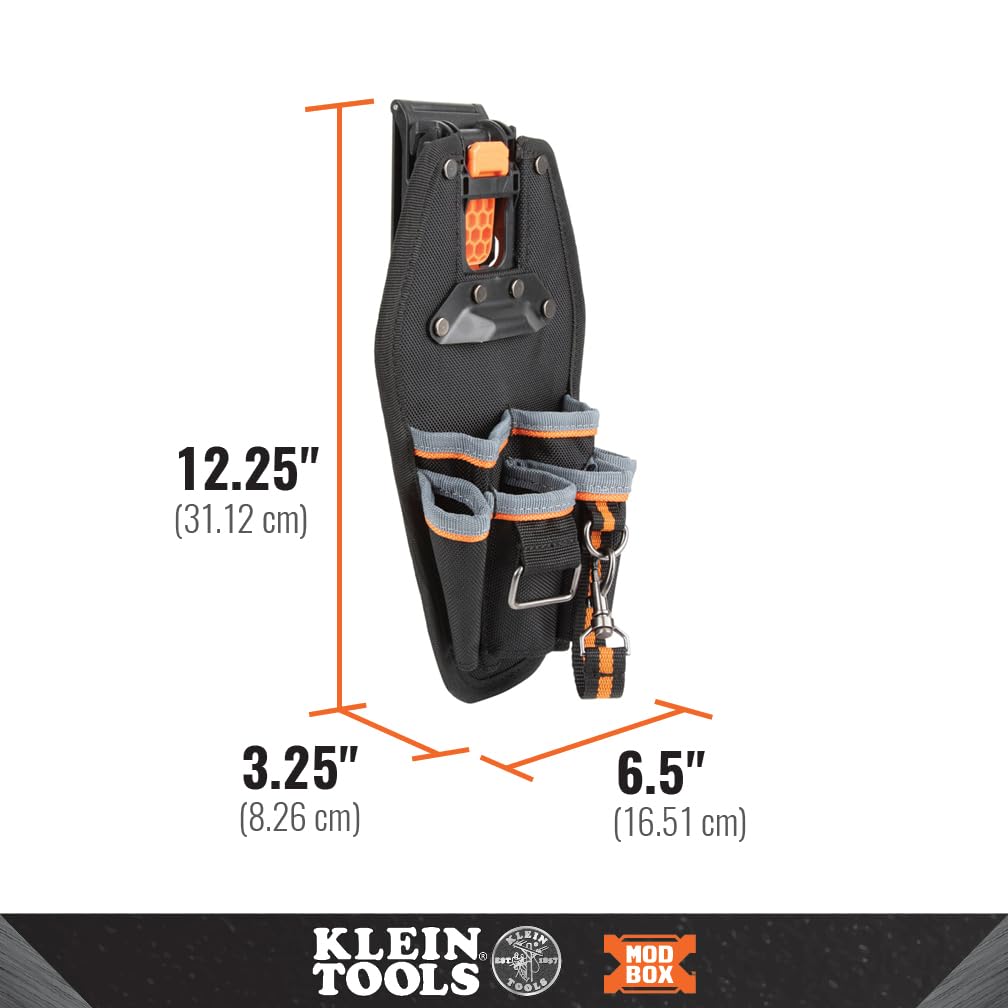 Klein Tools 55830MB MODbox 6-Pocket Pouch — Quick Attach Belt Clip, MODBox Rail System