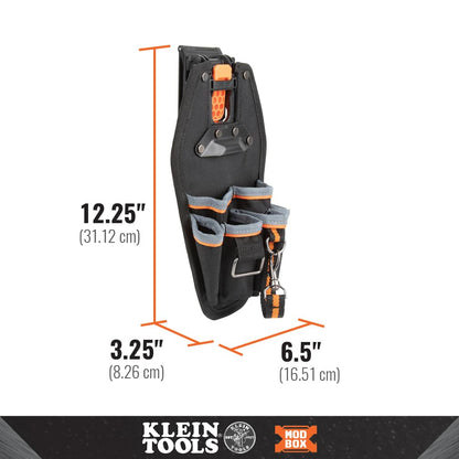 Klein Tools 55830MB MODbox 6-Pocket Pouch — Quick Attach Belt Clip, MODBox Rail System