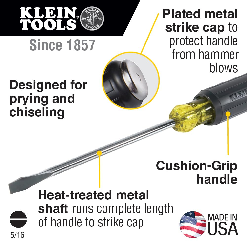 Klein Tools 602-7DD 5/16 Keystone Demolition Screwdriver — 7-Inch Shank