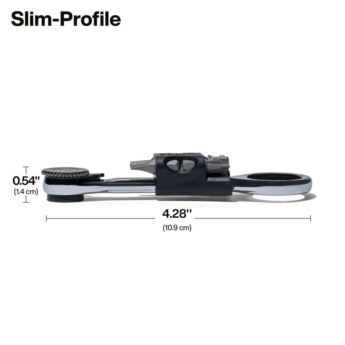 Klein Tools 65200MAG Slim-Profile Magnetic Mini Ratchet - 90-Tooth, 1/4-Inch Nut Driver, 4 Bit Storage