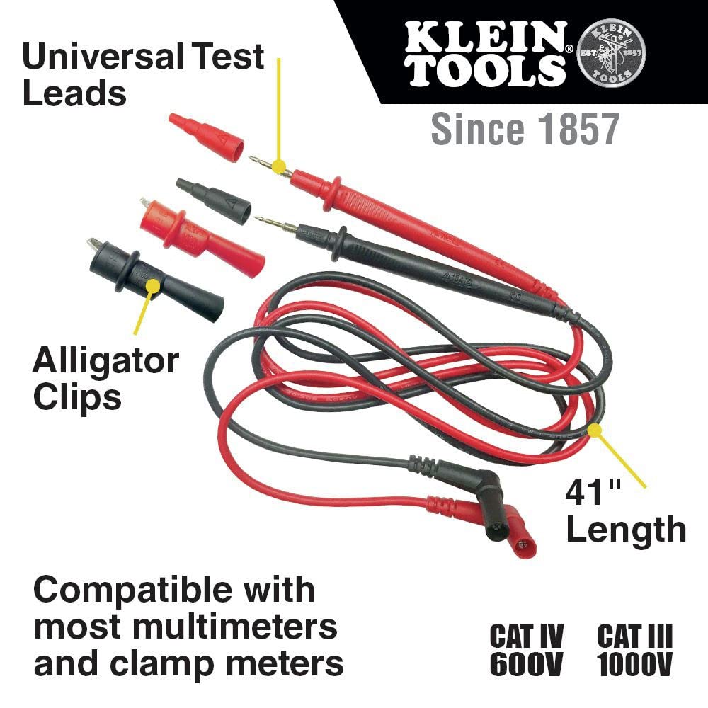 Klein Tools 69410 Replacement Test Lead Set, Right Angle – Universal Banana Inputs