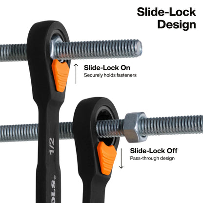 Klein Tools 69508 8-Piece SAE Ratcheting Wrench Set | 90-Tooth, I-Beam Handle, Roll Pouch