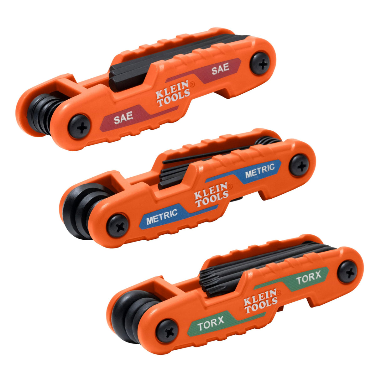 Klein Tools 70543 3-Piece Compact Folding Hex Key Set | Metric, SAE & Torx