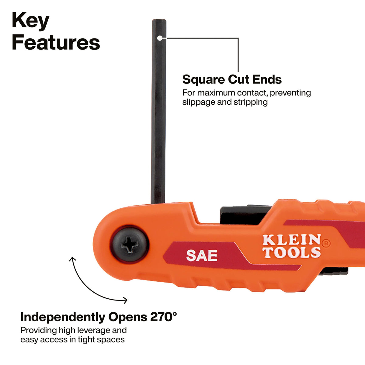 Klein Tools 70543 3-Piece Compact Folding Hex Key Set | Metric, SAE & Torx