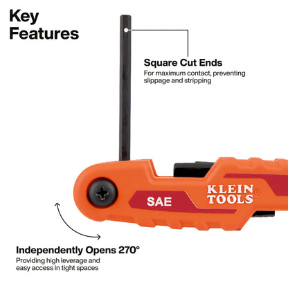 Klein Tools 70543 3-Piece Compact Folding Hex Key Set | Metric, SAE & Torx