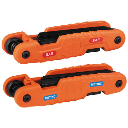 KLEIN TOOLS 70552 Pro Folding Hex Key Set – 21 SAE & Metric Keys, 2-Pack