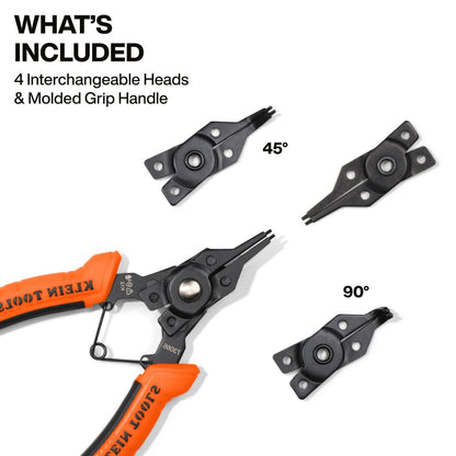 Klein Tools 73066 6-in-1 Convertible Snap Ring Pliers Set | Interchangeable Heads