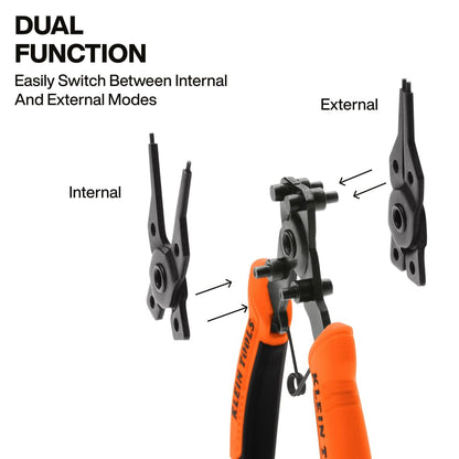 Klein Tools 73066 6-in-1 Convertible Snap Ring Pliers Set | Interchangeable Heads