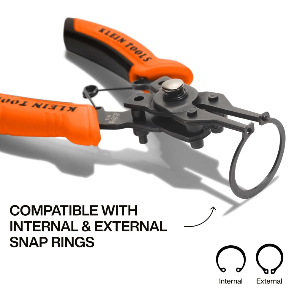Klein Tools 73066 6-in-1 Convertible Snap Ring Pliers Set | Interchangeable Heads