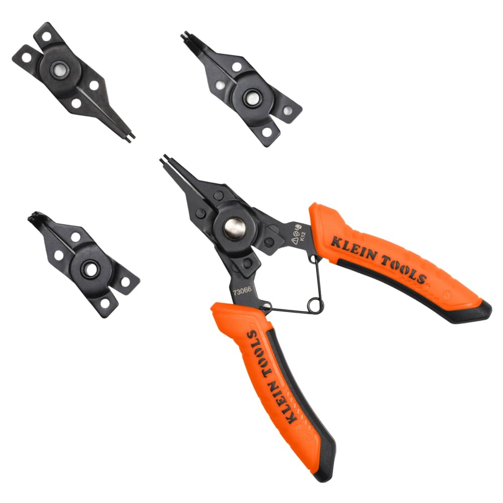 Klein Tools 73066 6-in-1 Convertible Snap Ring Pliers Set | Interchangeable Heads
