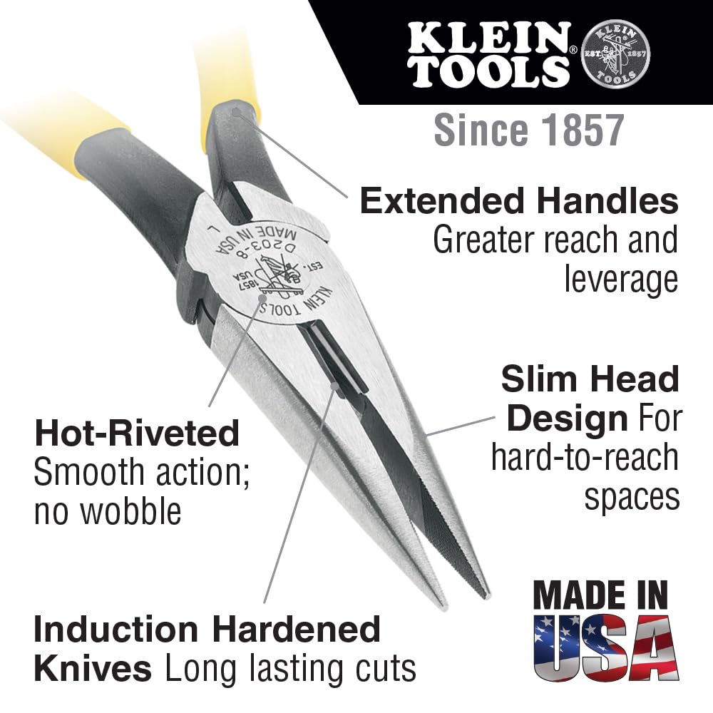 Klein Tools 80087 Dipped Plier Kit – 5-Piece USA-Made High-Leverage Pliers Set