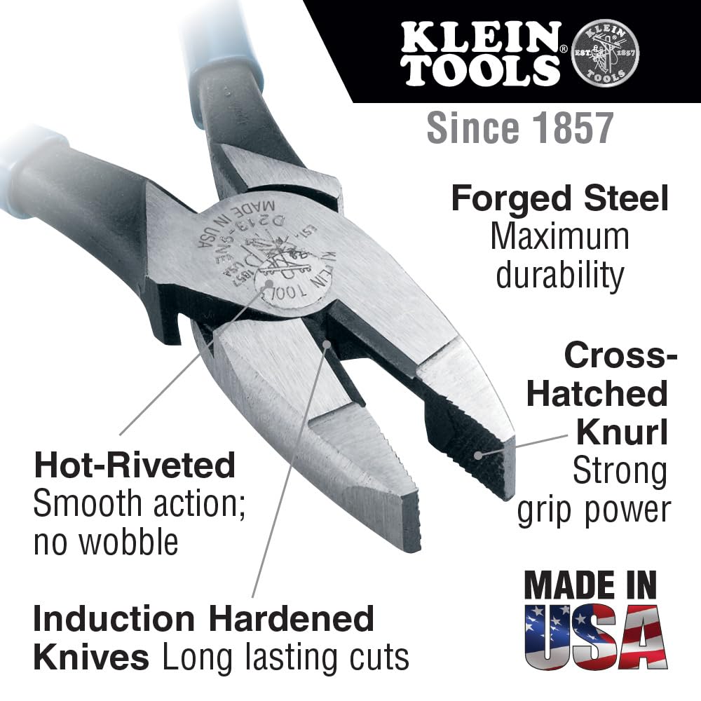 Klein Tools 80087 Dipped Plier Kit – 5-Piece USA-Made High-Leverage Pliers Set