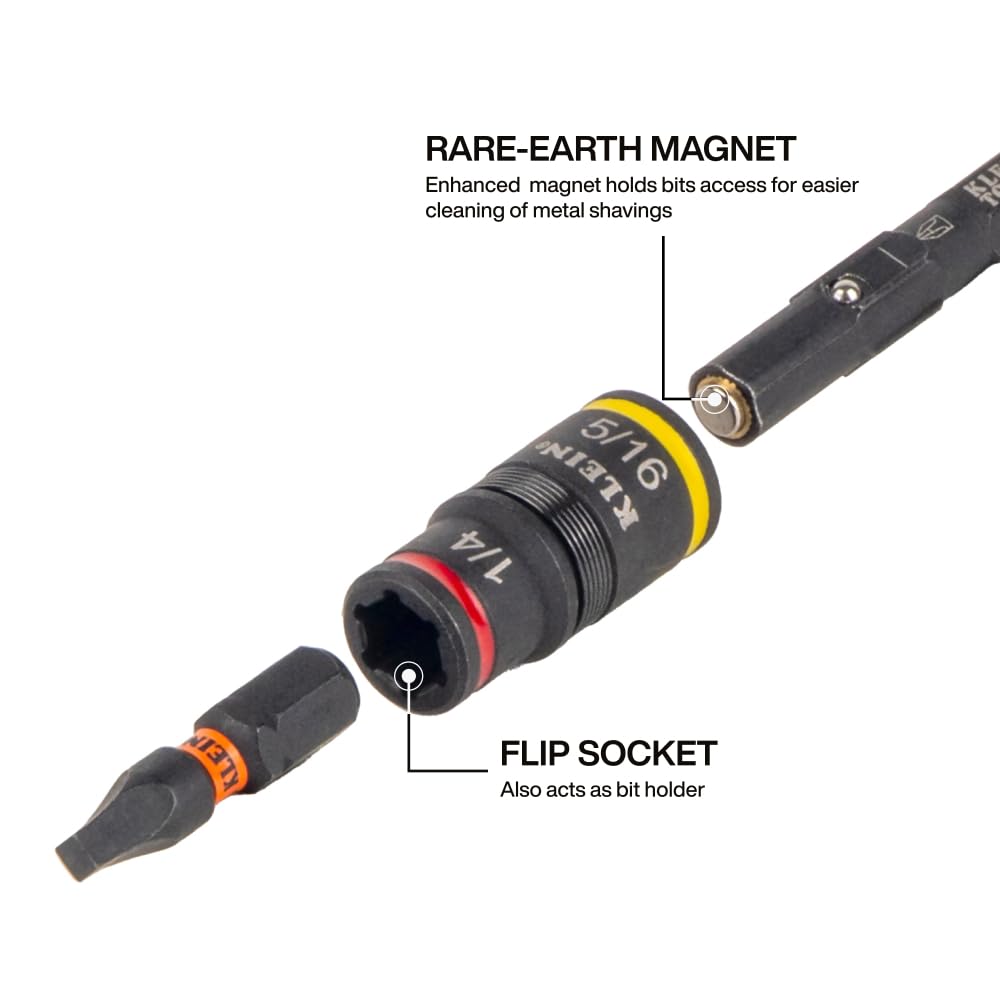 Klein Tools 85191HD Flip Socket Conduit Reamer Driver – 3-in-1 Impact-Rated Tool