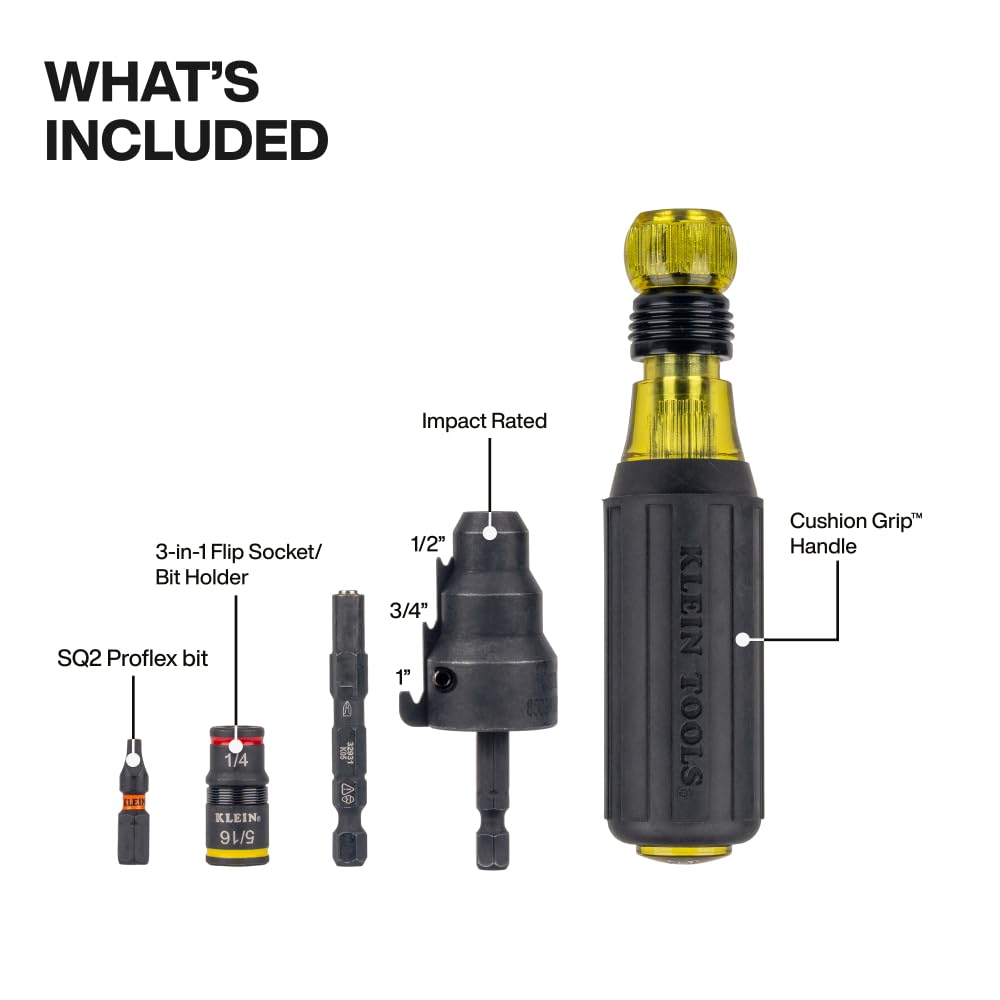 Klein Tools 85191HD Flip Socket Conduit Reamer Driver – 3-in-1 Impact-Rated Tool