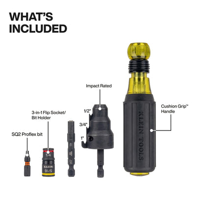 Klein Tools 85191HD Flip Socket Conduit Reamer Driver – 3-in-1 Impact-Rated Tool