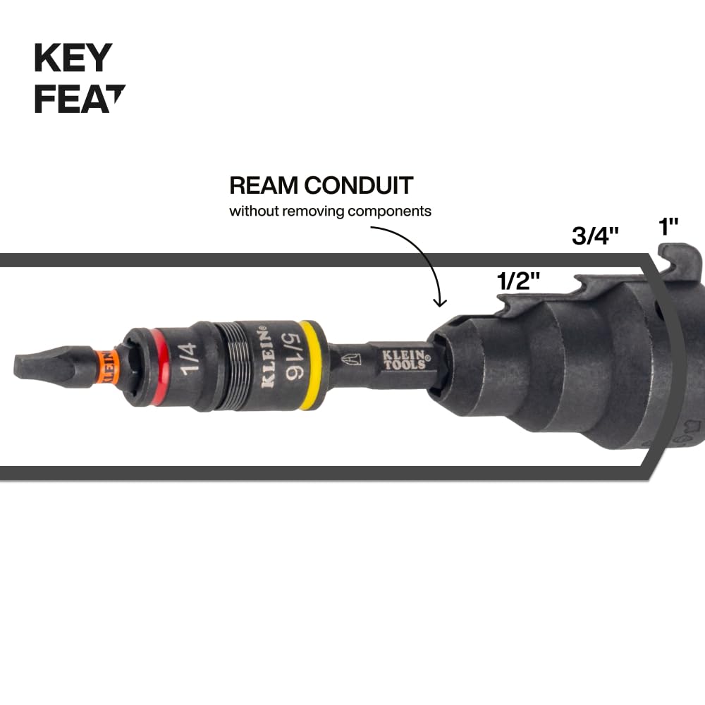 Klein Tools 85191HD Flip Socket Conduit Reamer Driver – 3-in-1 Impact-Rated Tool