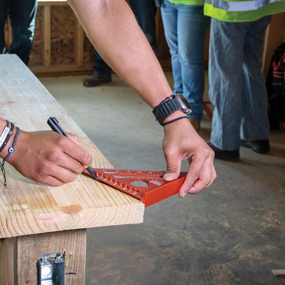 Klein Tools 9357SSQ Rafter Square – 7-Inch Aluminum, Double Laser Etched, Multi-Functional Carpenter Tool