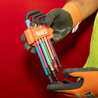Klein Tools BLS9M 9-Piece Metric Ball End Hex Key Set – Color-Coded, Extra-Long