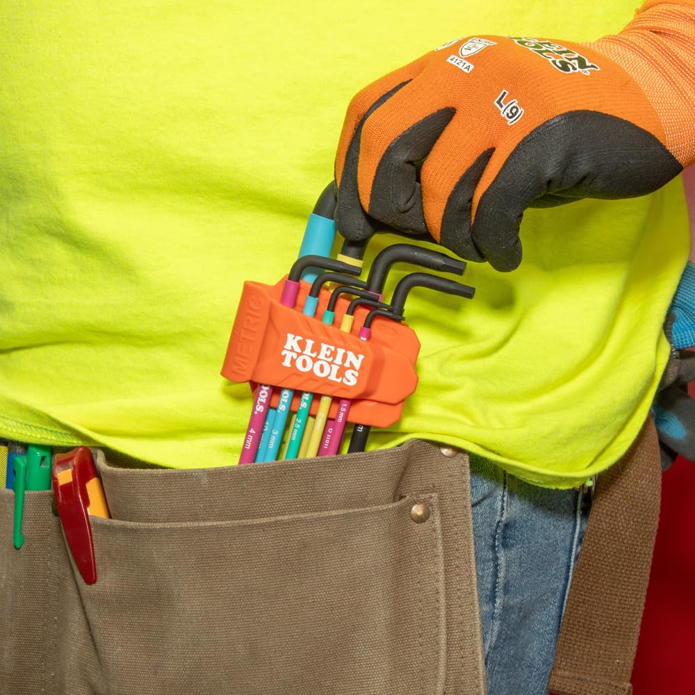 Klein Tools BLS9M 9-Piece Metric Ball End Hex Key Set – Color-Coded, Extra-Long