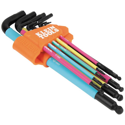 Klein Tools BLS9M 9-Piece Metric Ball End Hex Key Set – Color-Coded, Extra-Long