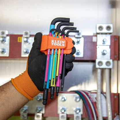 Klein Tools BLS9M 9-Piece Metric Ball End Hex Key Set – Color-Coded, Extra-Long