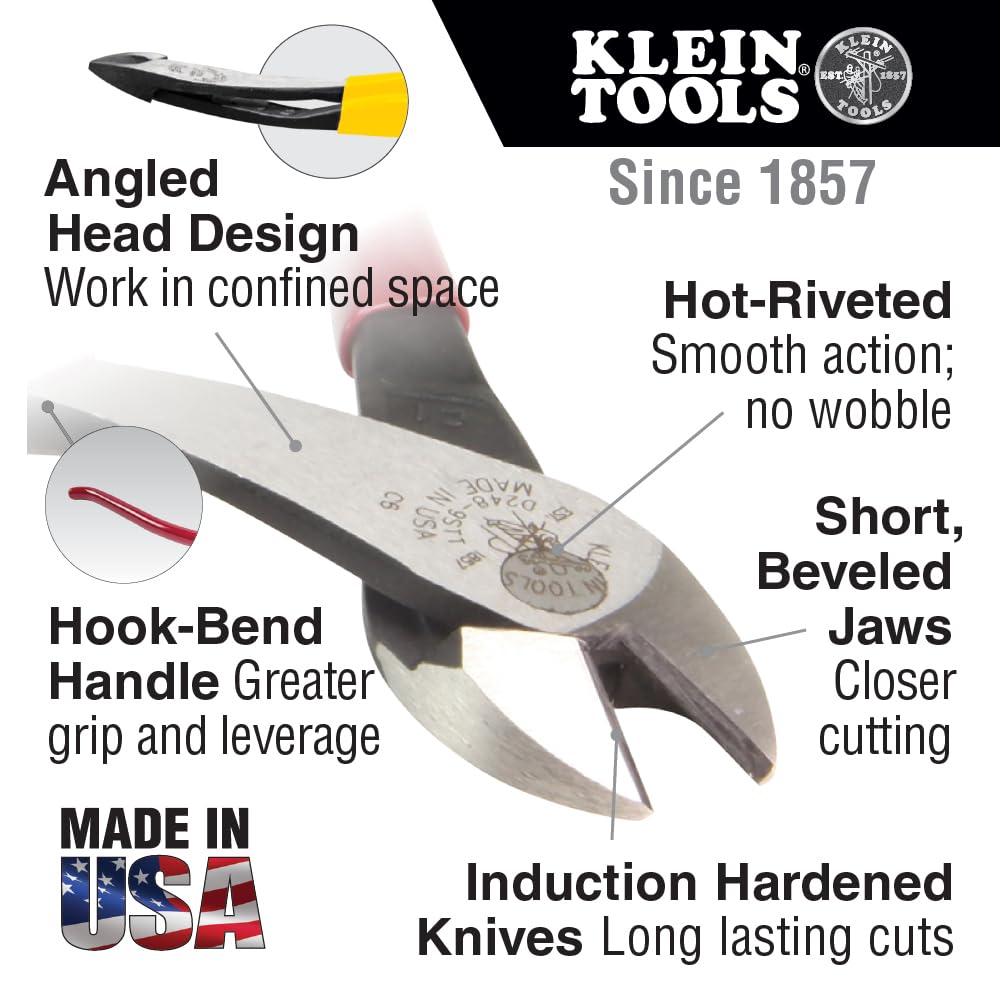 Klein Tools D248-9ST Diagonal Cutting Pliers – High-Leverage, Made in USA, 9-Inch